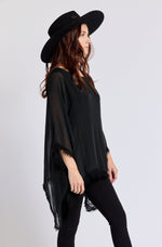 Italian Silk  62B Italian Flowing Raw Edge Top - Jacqueline B Clothing