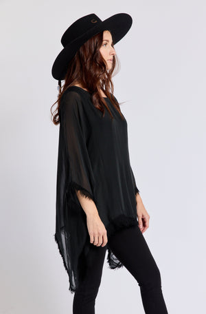 Italian Silk  62B Italian Flowing Raw Edge Top - Jacqueline B Clothing