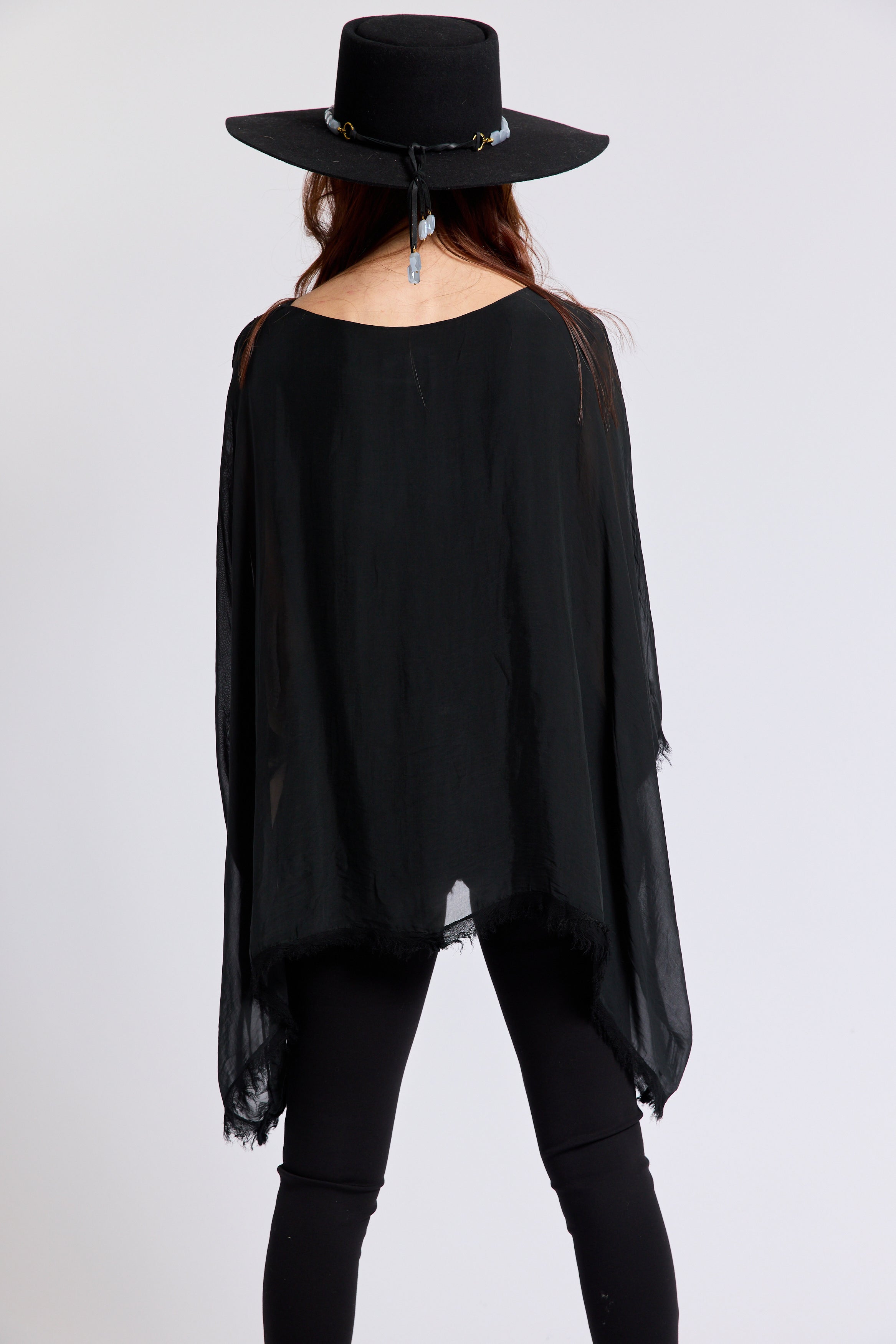 Italian Silk  62B Italian Flowing Raw Edge Top - Jacqueline B Clothing