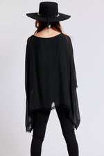 Italian Silk  62B Italian Flowing Raw Edge Top - Jacqueline B Clothing