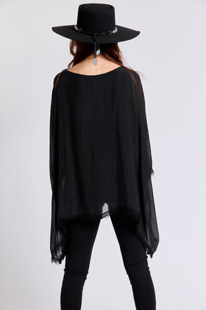 Italian Silk  62B Italian Flowing Raw Edge Top - Jacqueline B Clothing