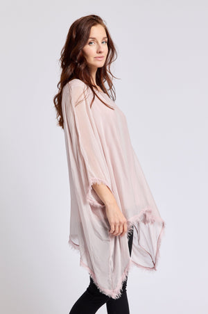 Italian Silk  62B Italian Flowing Raw Edge Top - Jacqueline B Clothing
