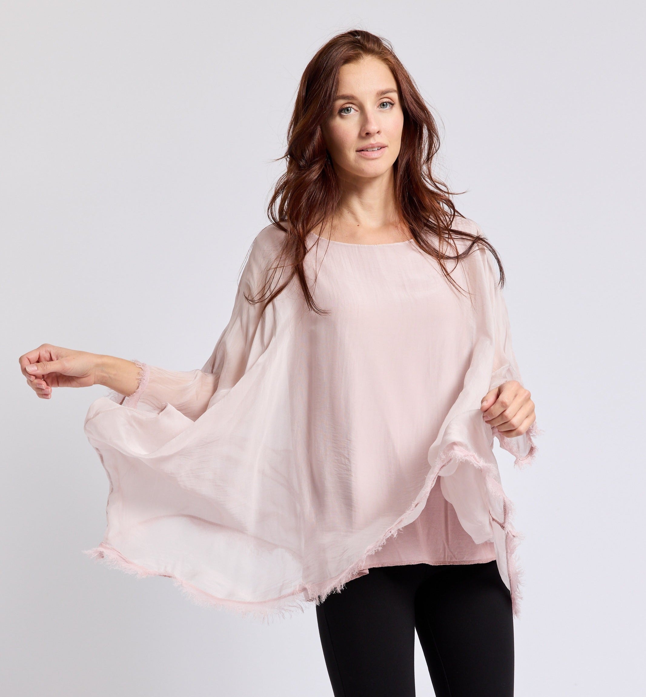 Italian Top Italian Silk 62B Italian Flowing Raw Edge Top – Jacqueline B Clothing