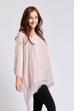 Italian Silk  62B Italian Flowing Raw Edge Top - Jacqueline B Clothing