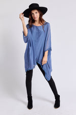 Italian Silk  62B Italian Flowing Raw Edge Top - Jacqueline B Clothing