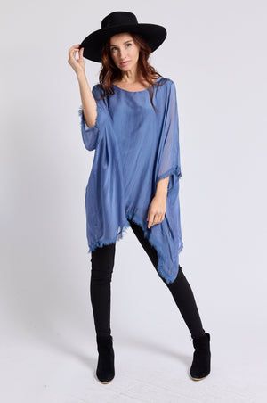 Italian Silk  62B Italian Flowing Raw Edge Top - Jacqueline B Clothing
