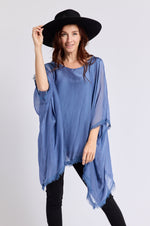 Italian Silk  62B Italian Flowing Raw Edge Top - Jacqueline B Clothing