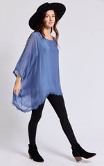 Italian Silk  62B Italian Flowing Raw Edge Top - Jacqueline B Clothing