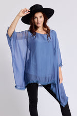Italian Silk  62B Italian Flowing Raw Edge Top - Jacqueline B Clothing