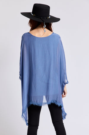 Italian Silk  62B Italian Flowing Raw Edge Top - Jacqueline B Clothing