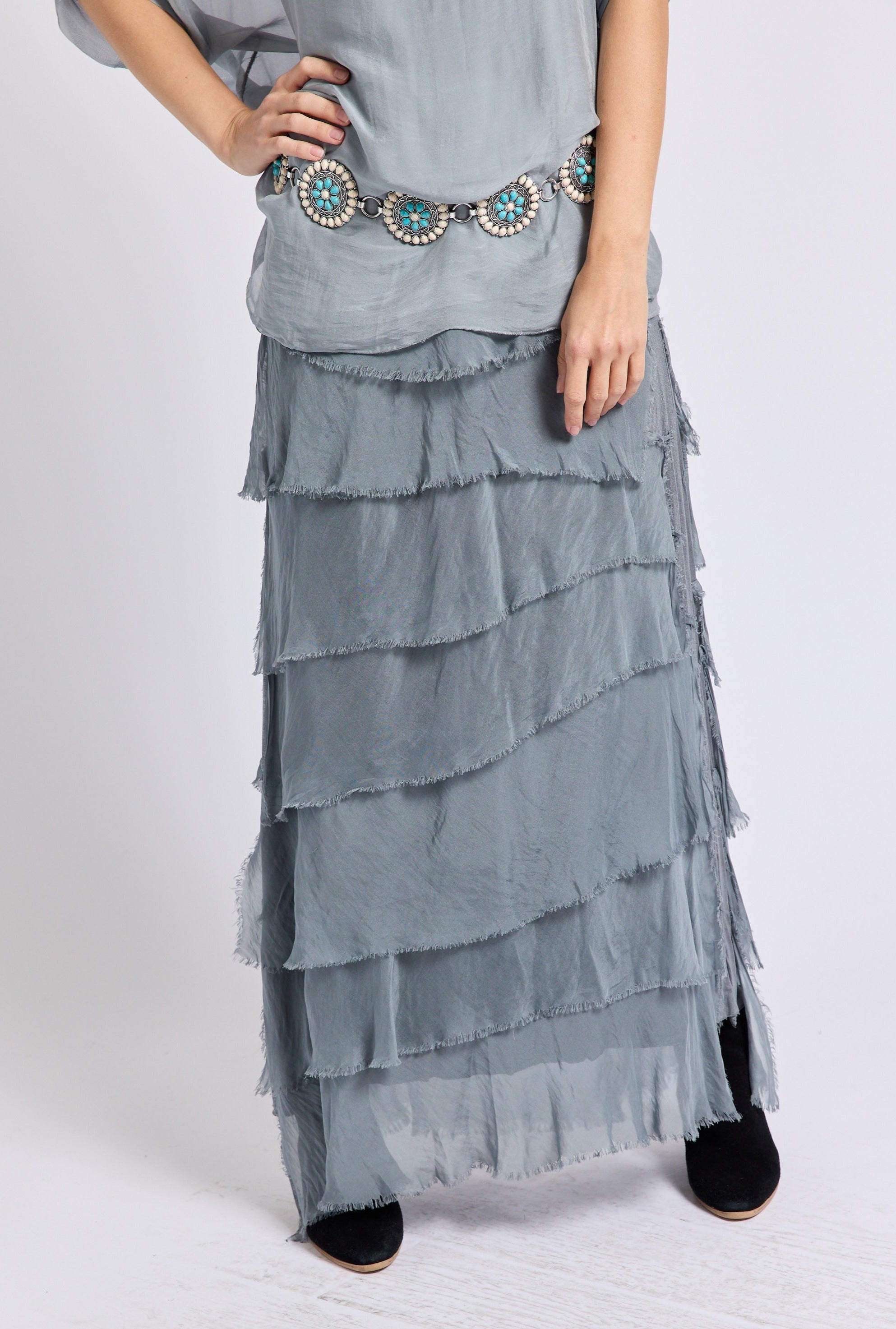 Italian Silk Layered Skirt - Jacqueline B Clothing