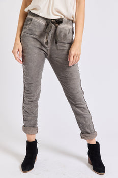 Sueded Satin Trim Pants (Three Colors)