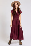 Ruched Short Sleeve Maxi Dress - Jacqueline B Clothing