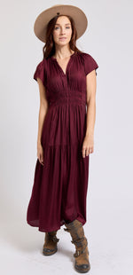Ruched Short Sleeve Maxi Dress - Jacqueline B Clothing