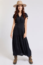 Ruched Short Sleeve Maxi Dress - Jacqueline B Clothing