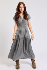 Ruched Short Sleeve Maxi Dress - Jacqueline B Clothing