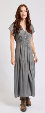 Ruched Short Sleeve Maxi Dress - Jacqueline B Clothing