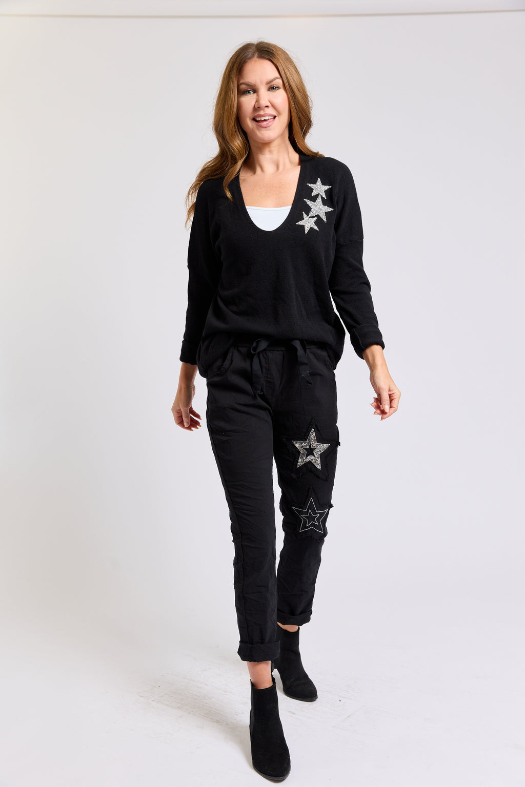 Shiny Stars Stretch Italian Pants (Three Colors) - Jacqueline B Clothing