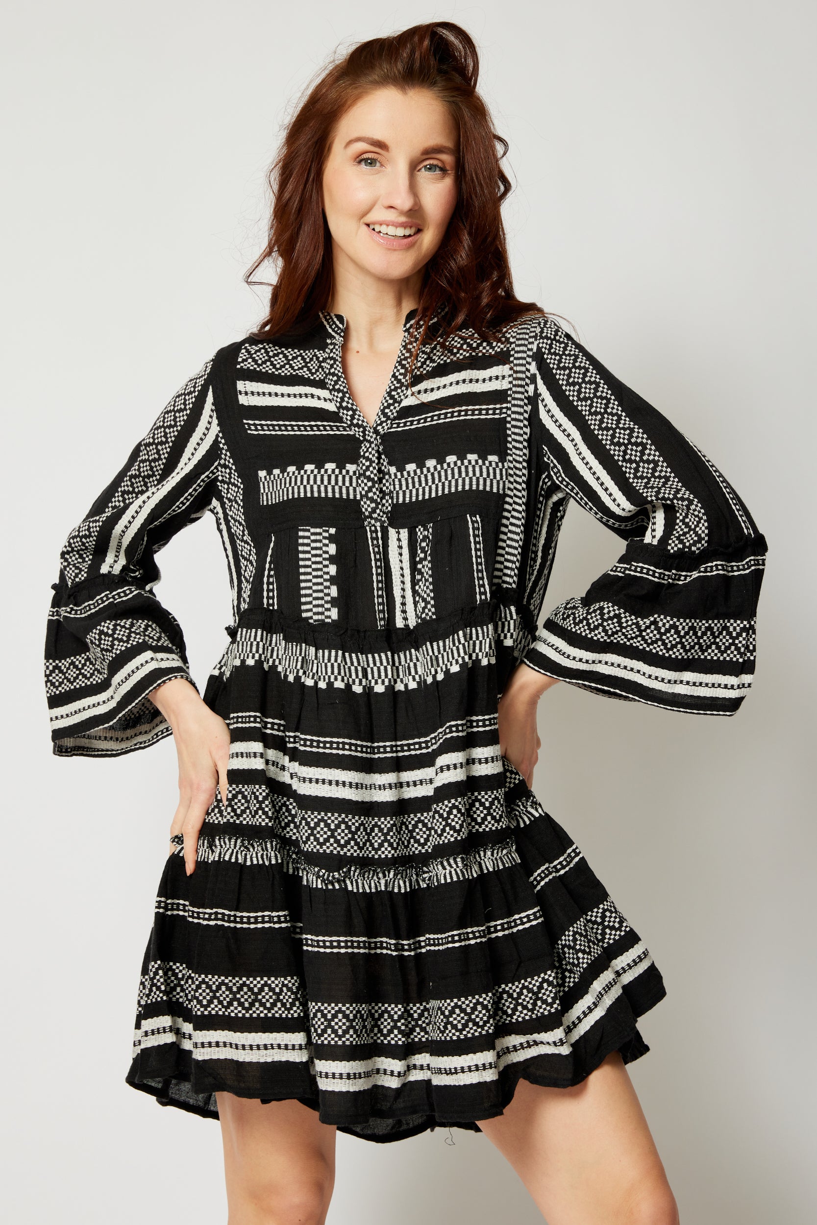 Aztec Pattern Short Dress (2 Colors)Make A Statement with The Layered Aztec Dress, A Perfect Blend of Boho-Chic and Modern Elegance. Crafted from 100% Aztec Pattern Short Dress (2 Colors)Make A Statement with The Layered Aztec Dress, A Perfect Blend of Boho-Chic and Modern Elegance. Crafted from 100%