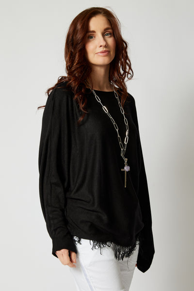 Sweater with outlet frayed bottom