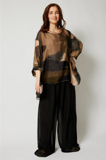 Italian Silk Abstract Flowing Top - Jacqueline B Clothing