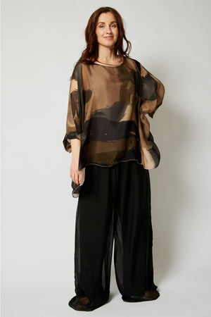 Italian Silk Abstract Flowing Top - Jacqueline B Clothing
