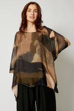 Italian Silk Abstract Flowing Top - Jacqueline B Clothing