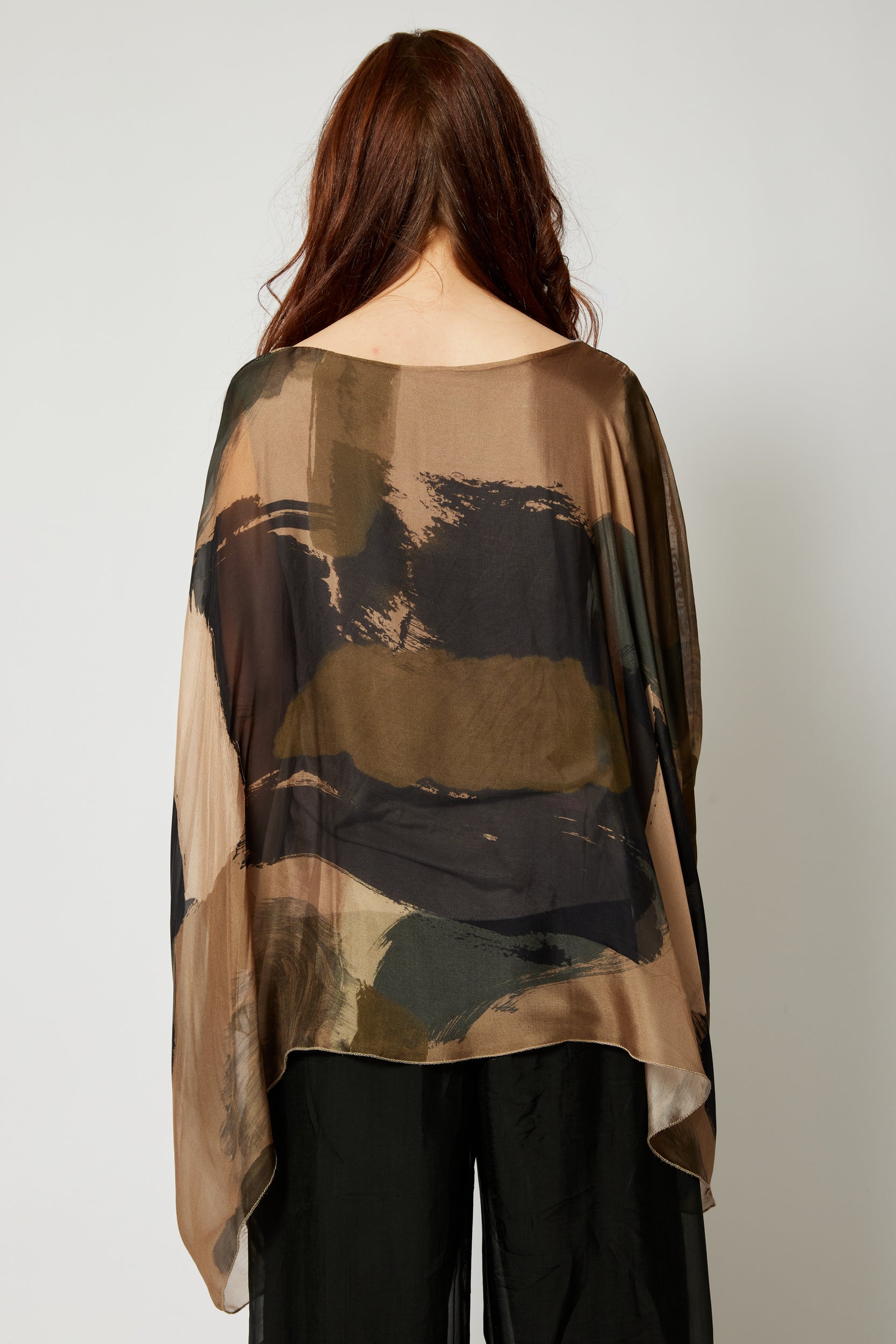 Italian Silk Abstract Flowing Top - Jacqueline B Clothing