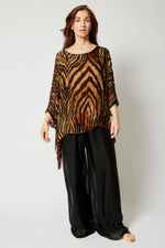 Italian Silk  Animal Pattern Flowing Top - Jacqueline B Clothing