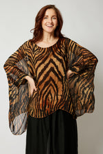 Italian Silk  Animal Pattern Flowing Top - Jacqueline B Clothing