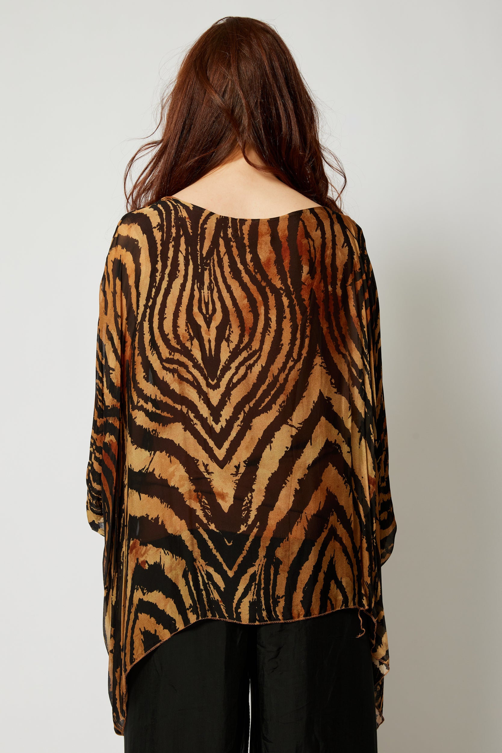 Italian Silk  Animal Pattern Flowing Top - Jacqueline B Clothing