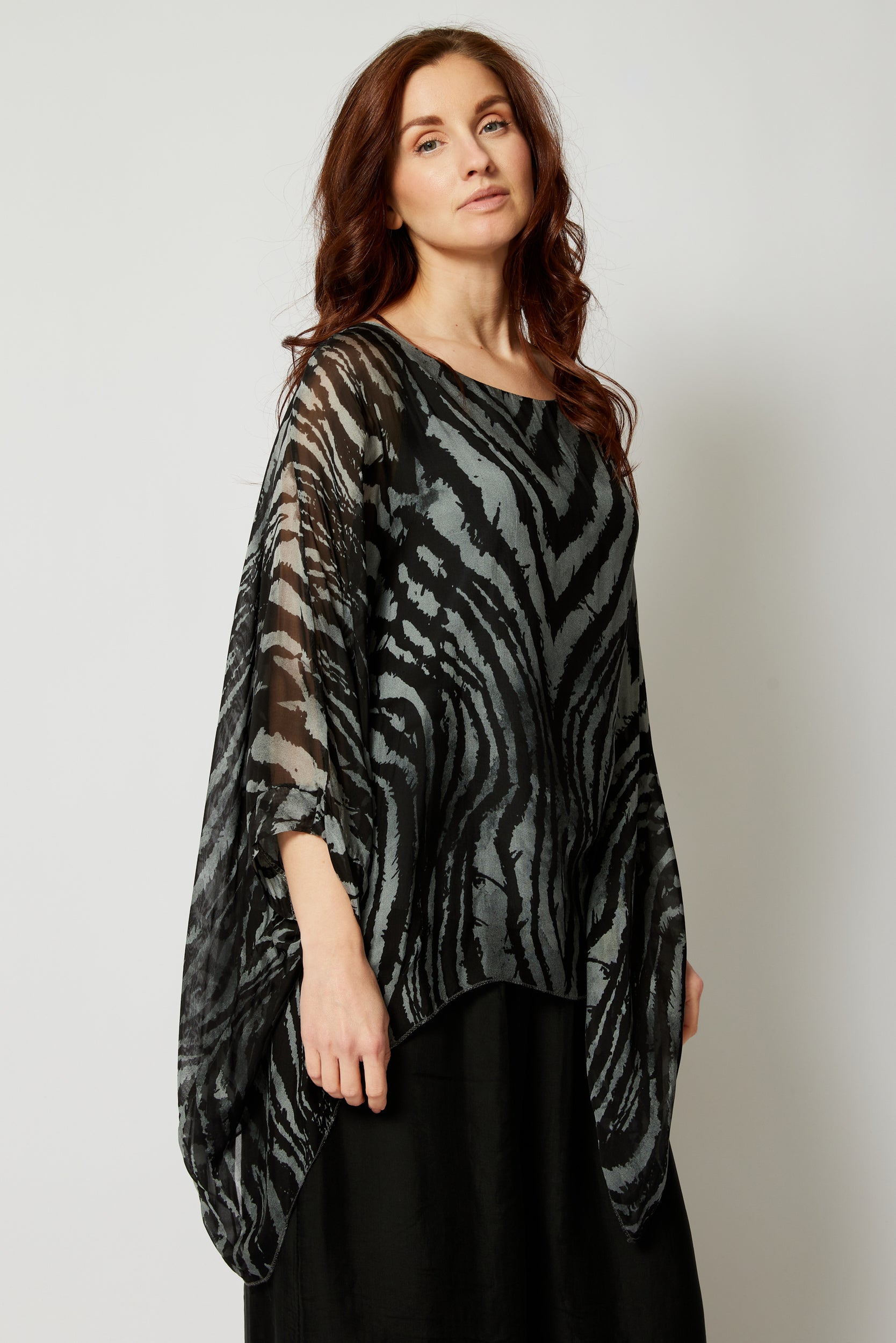 Italian Silk  Animal Pattern Flowing Top - Jacqueline B Clothing
