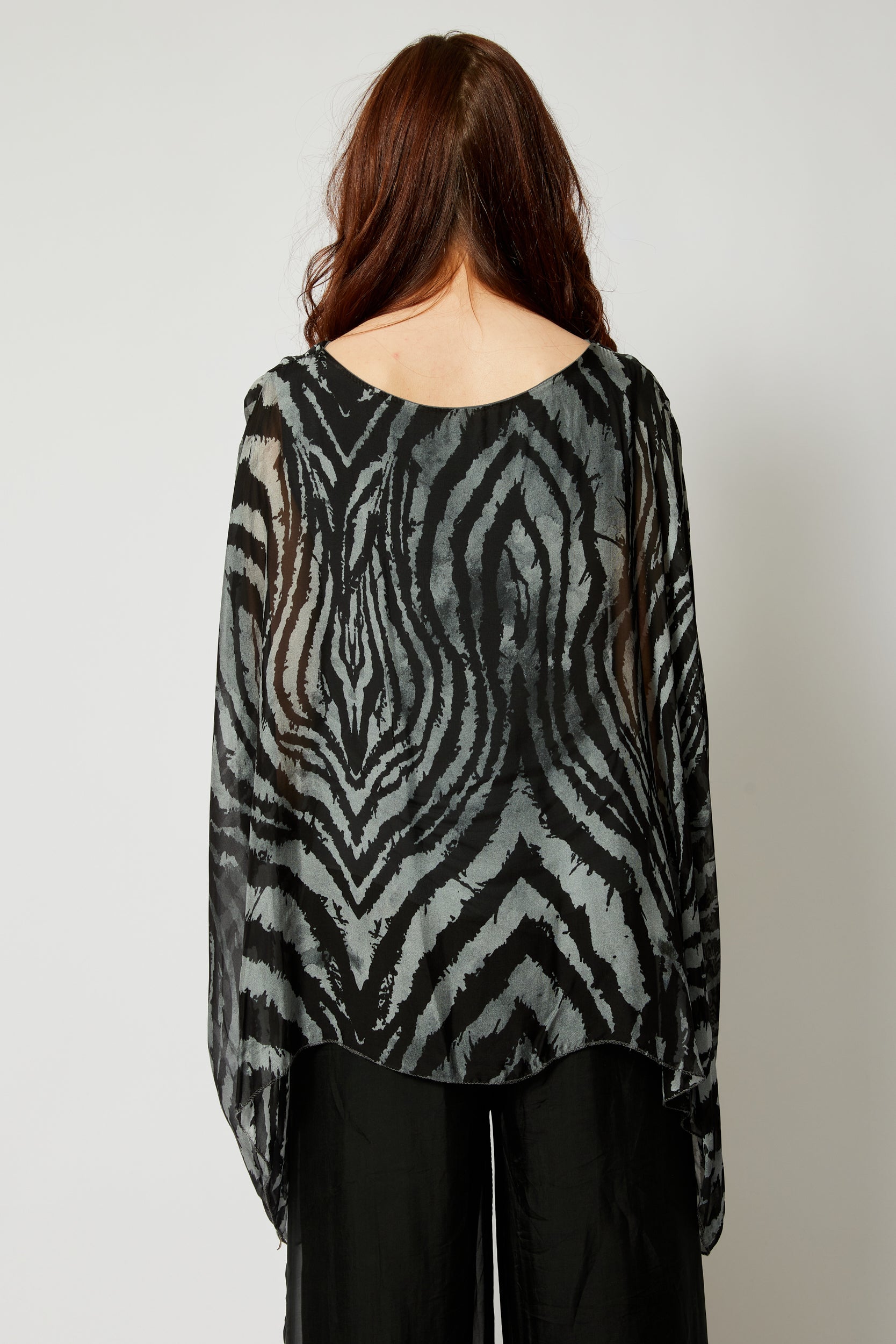 Italian Silk  Animal Pattern Flowing Top - Jacqueline B Clothing