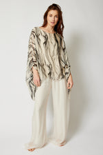 Italian Silk Brushstroke Pattern Flowing Top - Jacqueline B Clothing