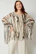 Italian Silk Brushstroke Pattern Flowing Top - Jacqueline B Clothing