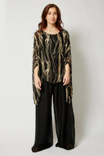 Italian Silk Brushstroke Pattern Flowing Top - Jacqueline B Clothing