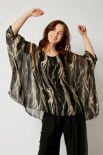 Italian Silk Brushstroke Pattern Flowing Top - Jacqueline B Clothing