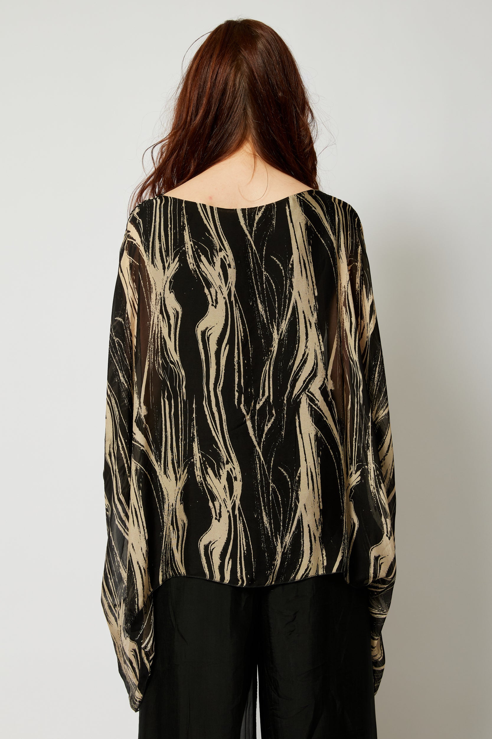 Italian Silk Brushstroke Pattern Flowing Top - Jacqueline B Clothing