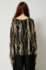 Italian Silk Brushstroke Pattern Flowing Top - Jacqueline B Clothing