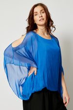 Italian Silk Cold Shoulder Top - Jacqueline B Clothing
