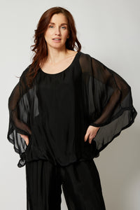 Italian Silk Top w/ Drape Under Arm - Jacqueline B Clothing