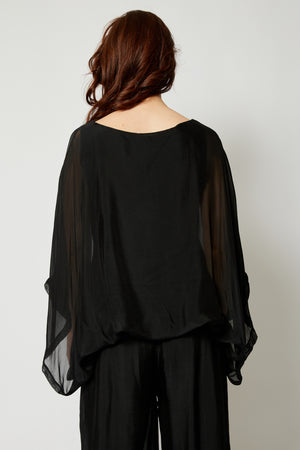 Italian Silk Top w/ Drape Under Arm - Jacqueline B Clothing