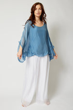 Italian Silk Top w/ Drape Under Arm - Jacqueline B Clothing