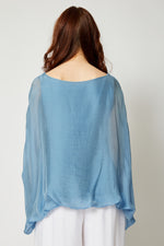 Italian Silk Top w/ Drape Under Arm - Jacqueline B Clothing