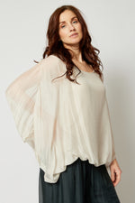 Italian Silk Top w/ Drape Under Arm - Jacqueline B Clothing