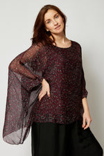 Italian Silk Mini Swirl Pattern Flowing Top - Jacqueline B Clothing