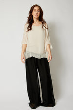 Italian Silk Ruffle Trim Tee - Jacqueline B Clothing