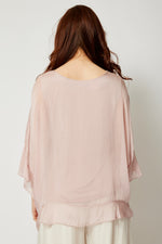 Italian Silk Ruffle Trim Tee - Jacqueline B Clothing