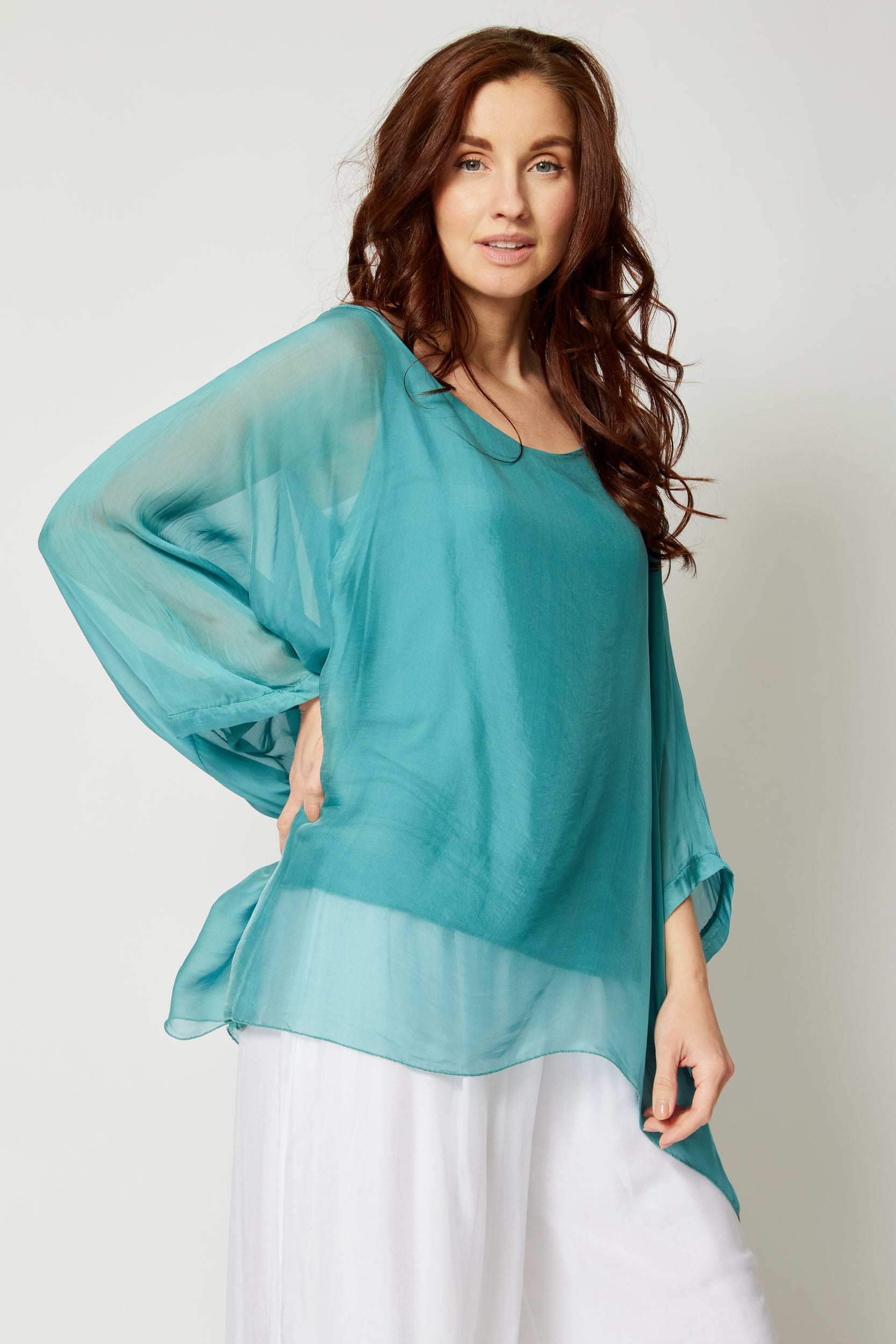 Italian Silk Soft Flowing Top (Two Colors) - Jacqueline B Clothing