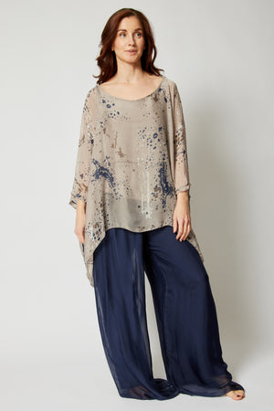 Italian Silk Flowing Splatter Top - Jacqueline B Clothing